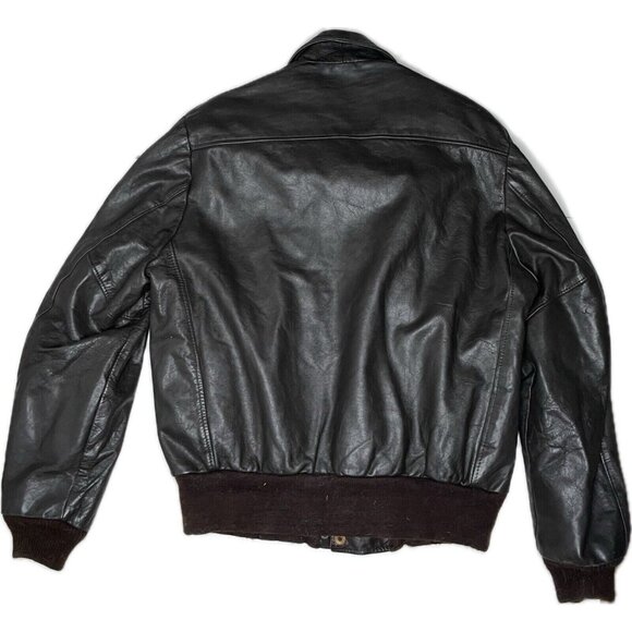 Vintage Berman's Brown Leather Bomber Jacket Men's M 40 Zip Out Lining - Picture 4 of 10